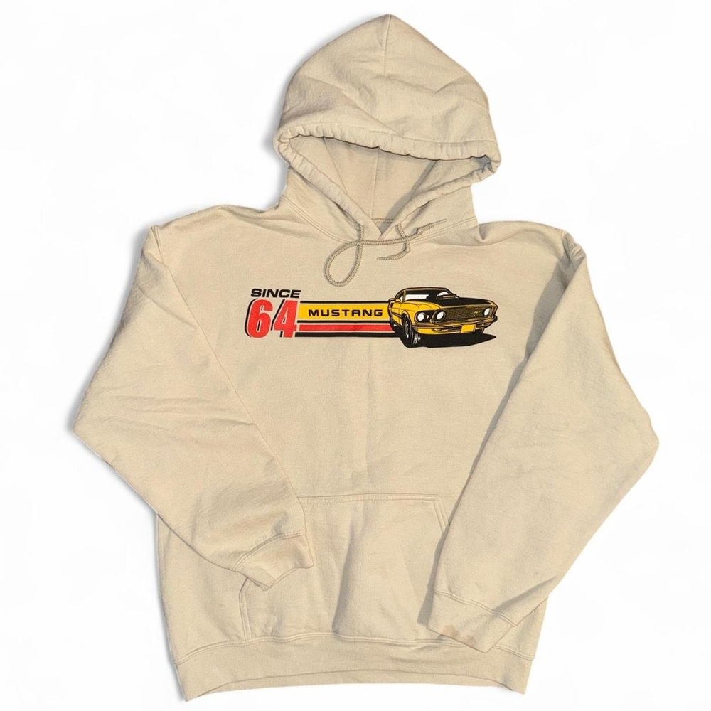 Ford Mustang cream graphic hoodie
unreadable tag - about a S/M